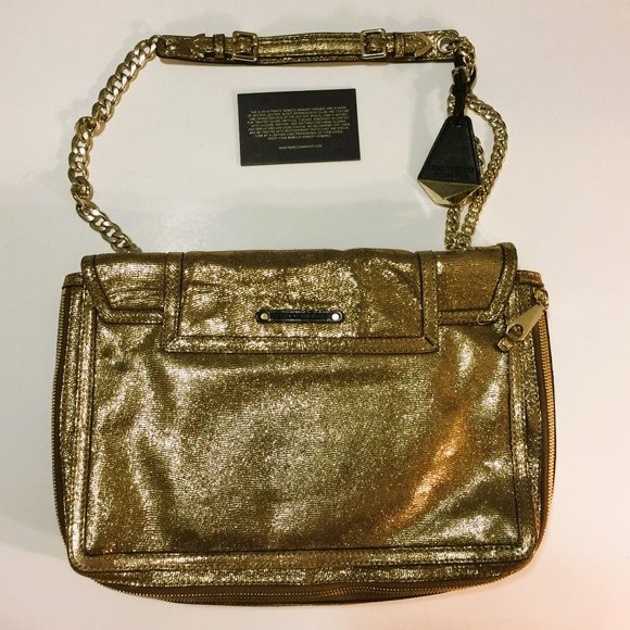 REBECCA MINKOFF GOLD LAME SHOULDERBAG=NEW WITH TAGS - Picture 4 of 8